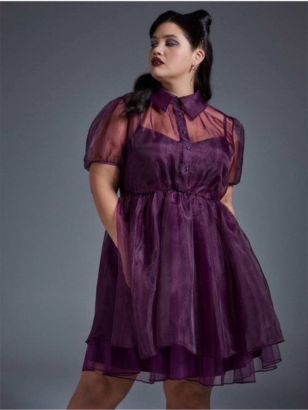 Torrid Nightfall Sheer Mini Dress in Purple Size 2 NWT